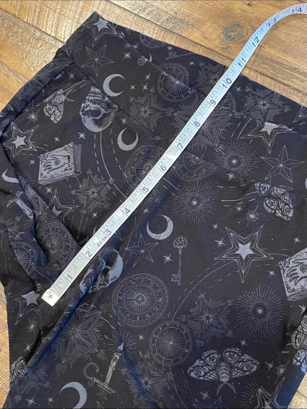 Black Moon & Skull Print Pocket Bike Shorts D28